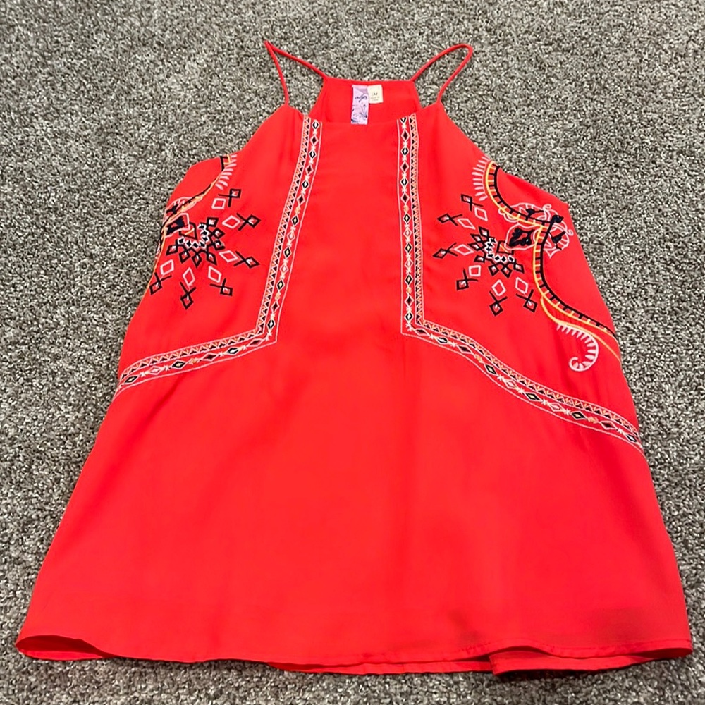 Bright Orange Pink Design Halter Tank